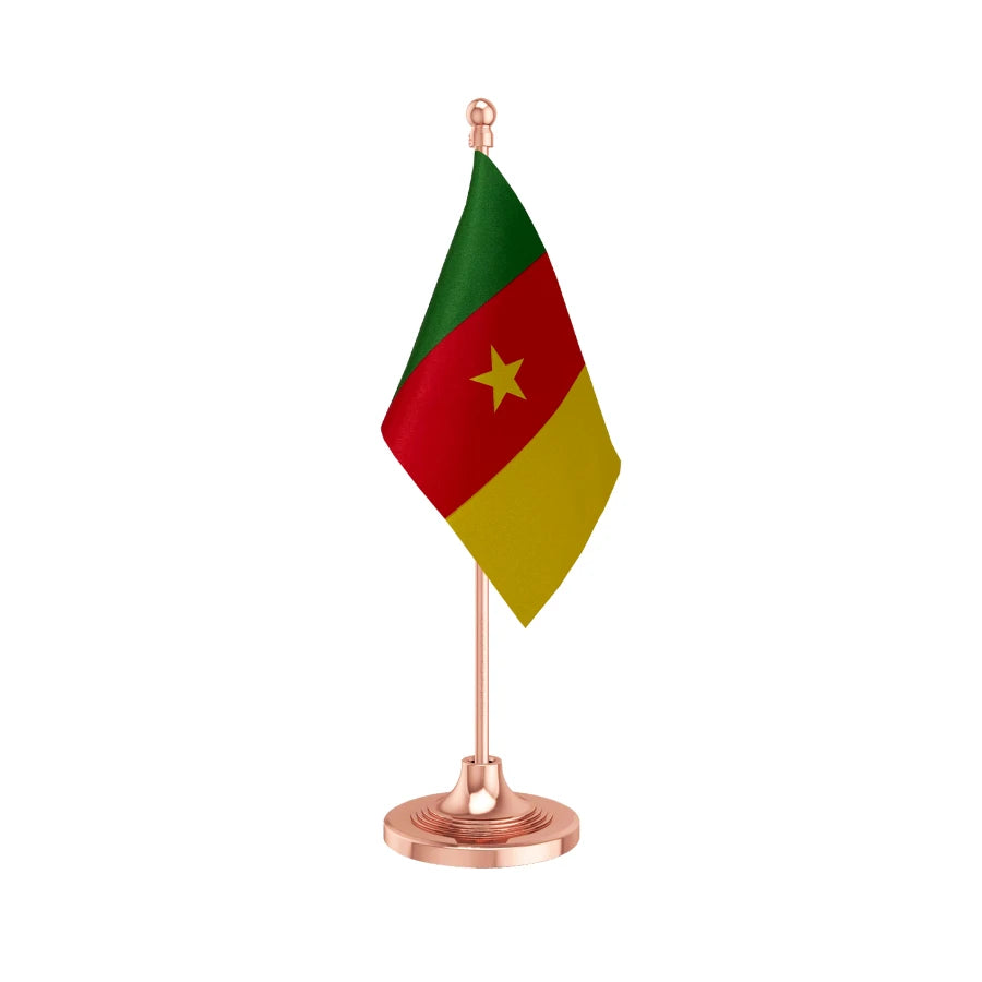 Cameroon Table Flag of 4in x 6in With A Heavy Plastic Base