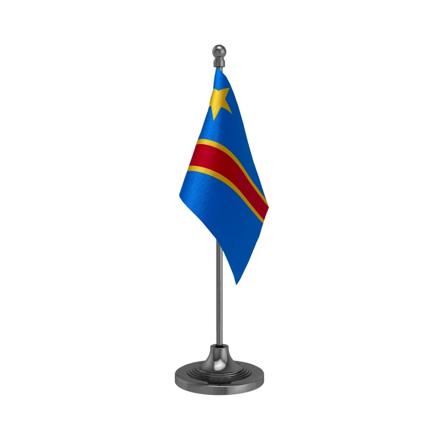 Congo (Kinshasa) Table Flag of 4in x 6in With A Heavy Plastic Base