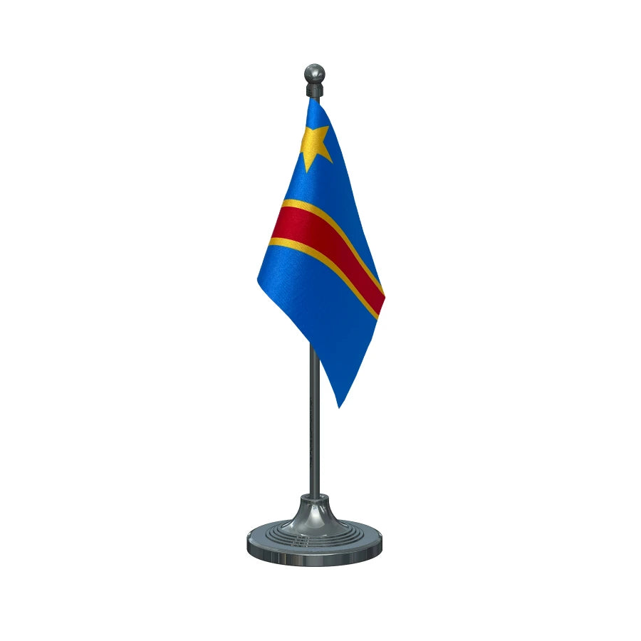 Congo (Kinshasa) Table Flag of 4in x 6in With A Heavy Plastic Base