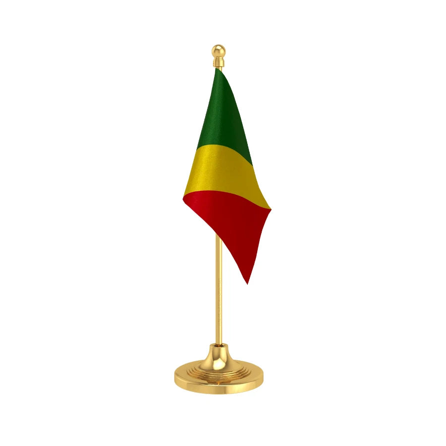 Corporation Republic of Congo (Brazzaville) Table Flag of 4in x 6in With A Heavy Plastic Base