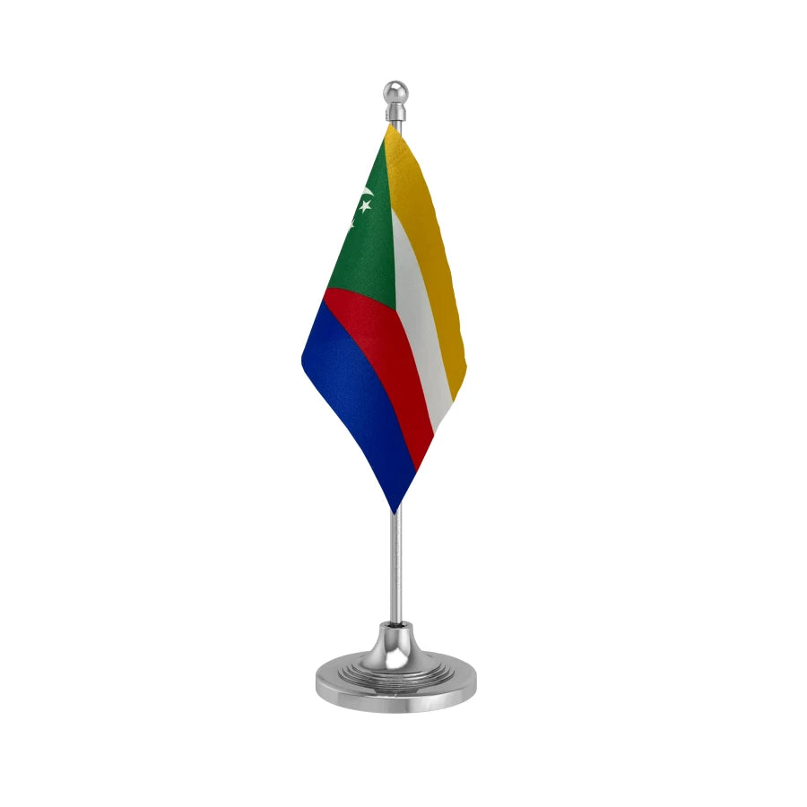 Comoros Table Flag of 4in x 6in With A Heavy Plastic Base