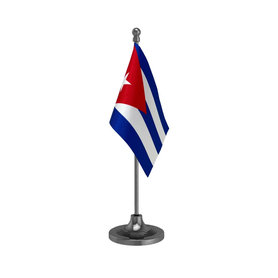 Cuba Table Flag of 4in x 6in With A Heavy Plastic Base