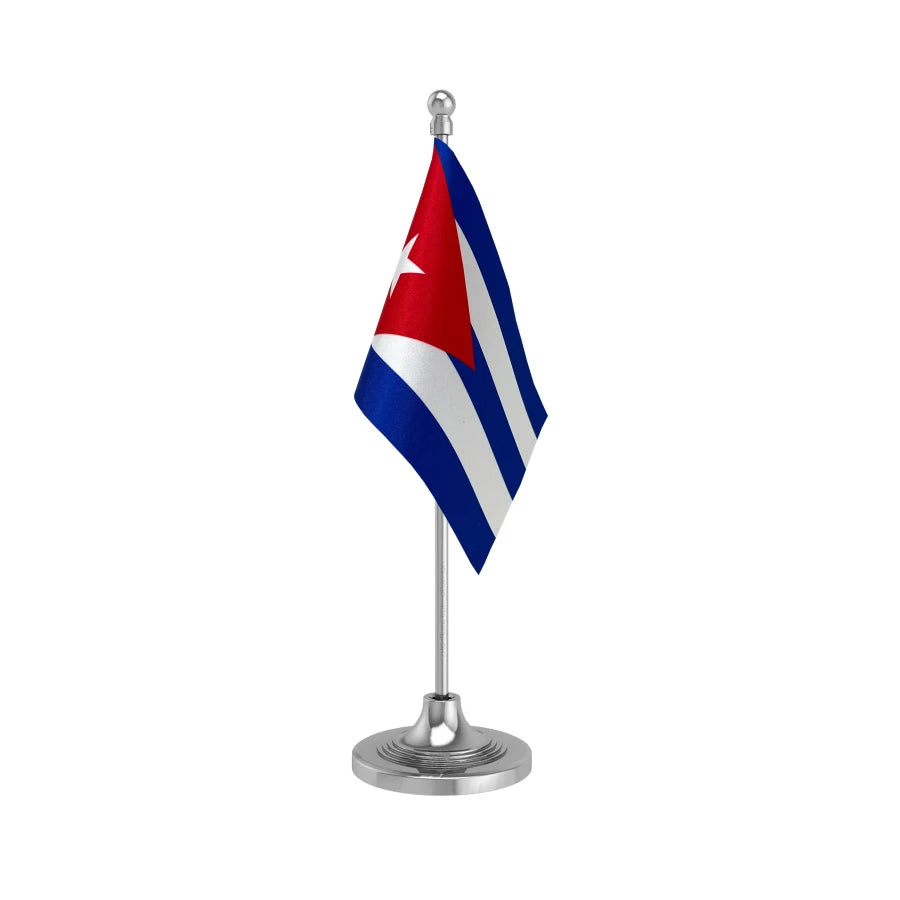 Cuba Table Flag of 4in x 6in With A Heavy Plastic Base