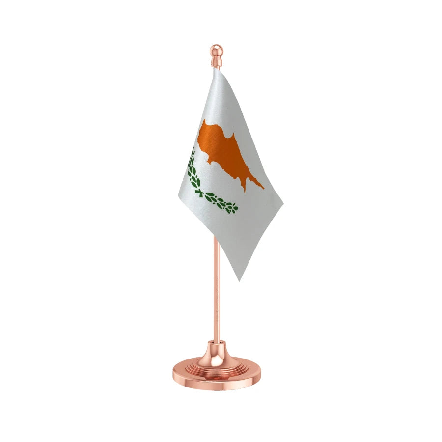 Cyprus Table Flag of 4in x 6in With A Heavy Plastic Base