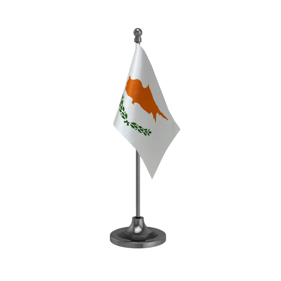 Cyprus Table Flag of 4in x 6in With A Heavy Plastic Base