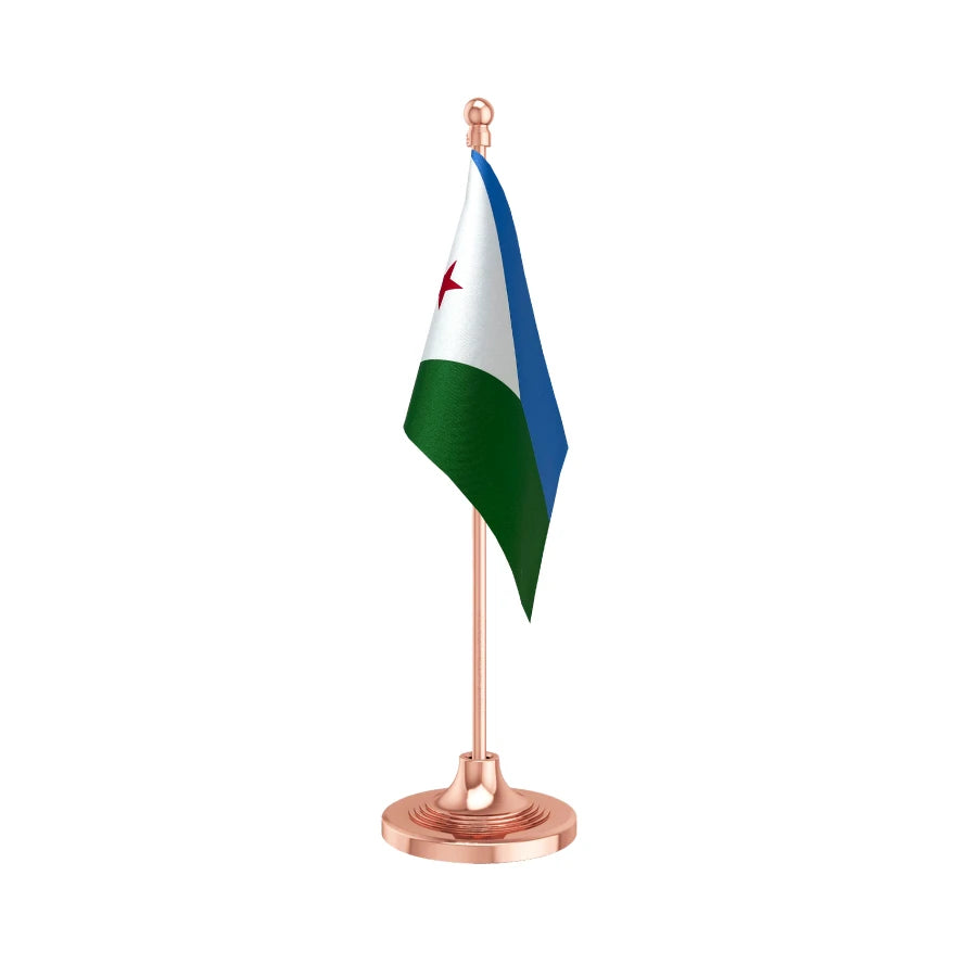 Djibouti Table Flag of 4in x 6in With A Heavy Plastic Base