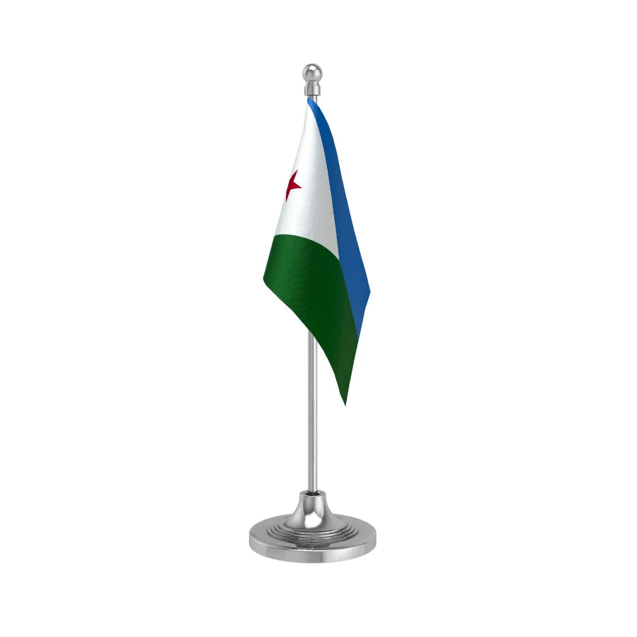 Djibouti Table Flag of 4in x 6in With A Heavy Plastic Base