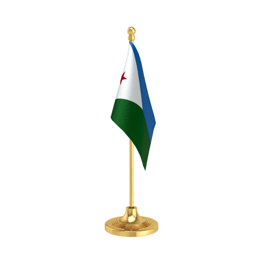 Djibouti Table Flag of 4in x 6in With A Heavy Plastic Base