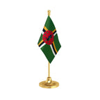 Dominica Table Flag of 4in x 6in With A Heavy Plastic Base