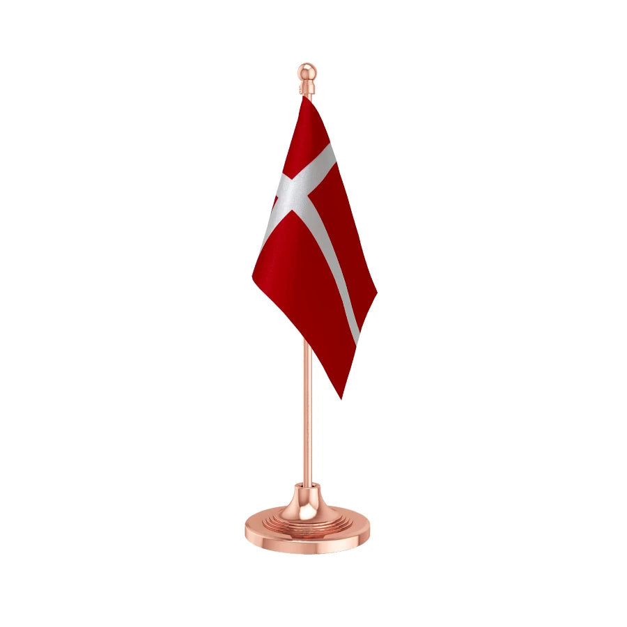 Denmark Desk Table Flag of 4in x 6in With A Heavy Plastic Base