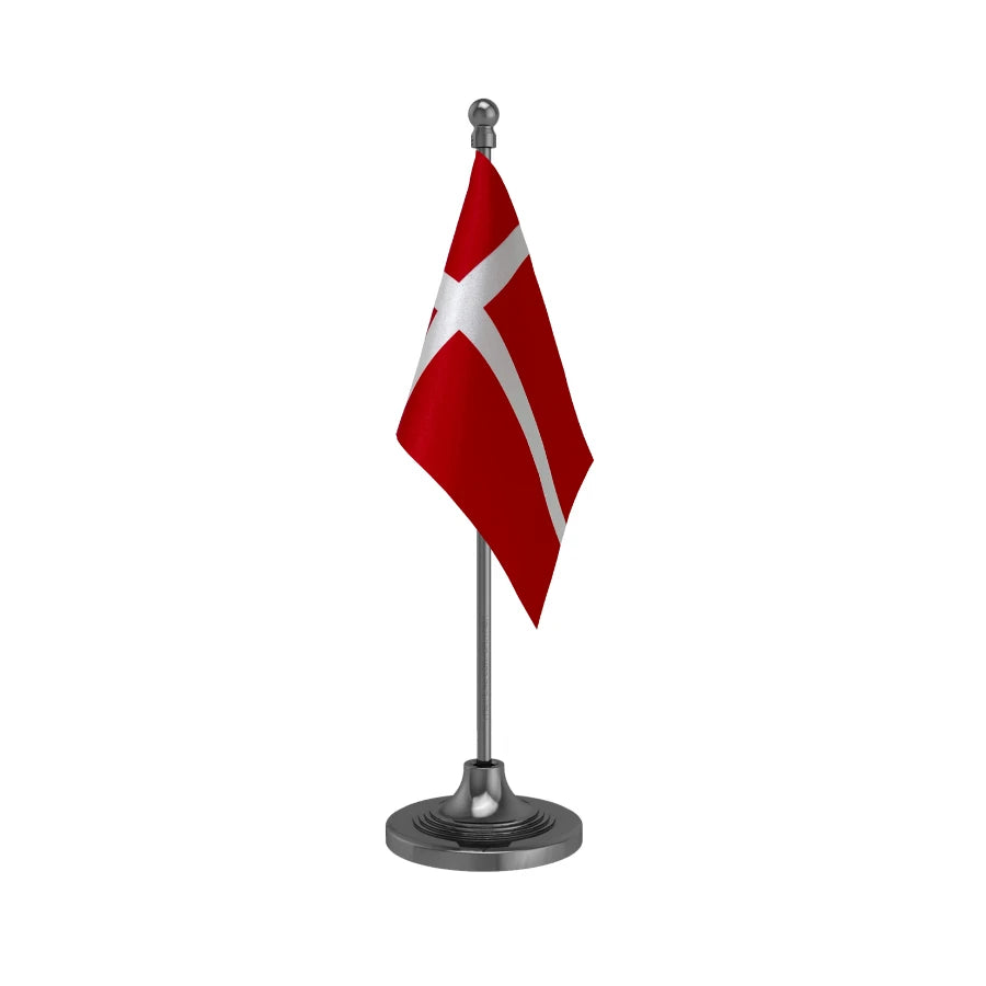 Denmark Desk Table Flag of 4in x 6in With A Heavy Plastic Base