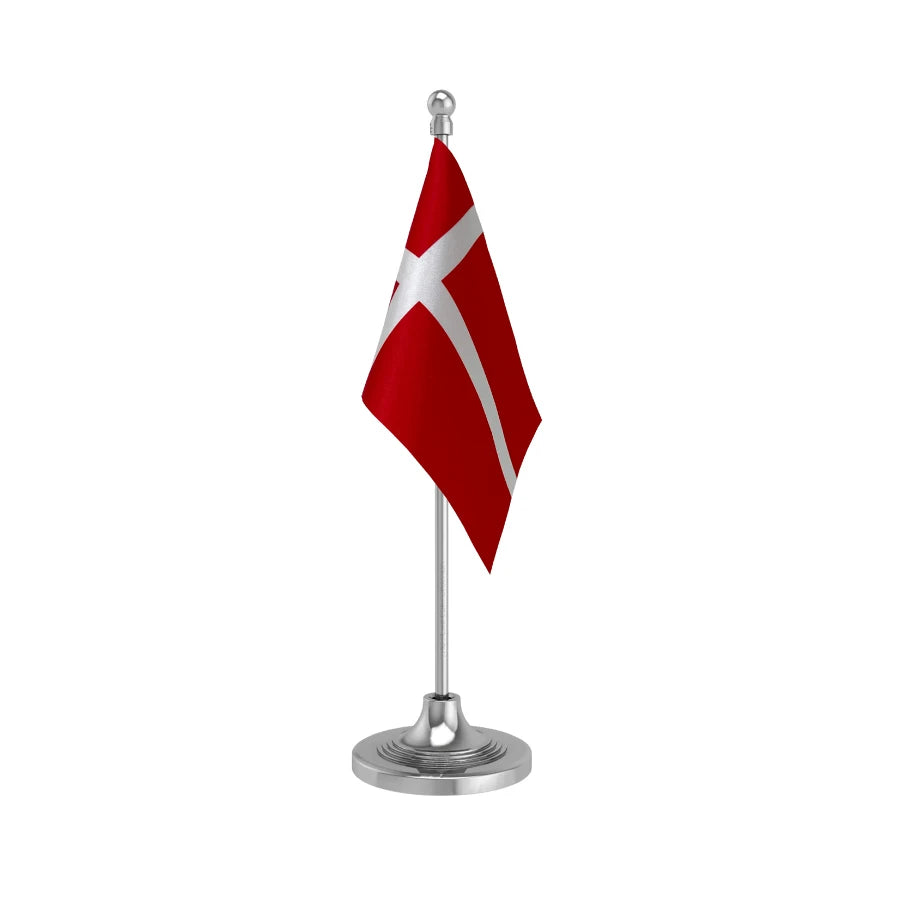Denmark Desk Table Flag of 4in x 6in With A Heavy Plastic Base