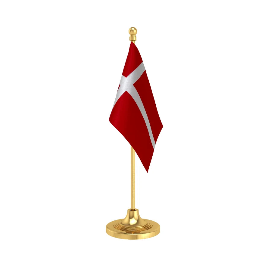 Denmark Desk Table Flag of 4in x 6in With A Heavy Plastic Base