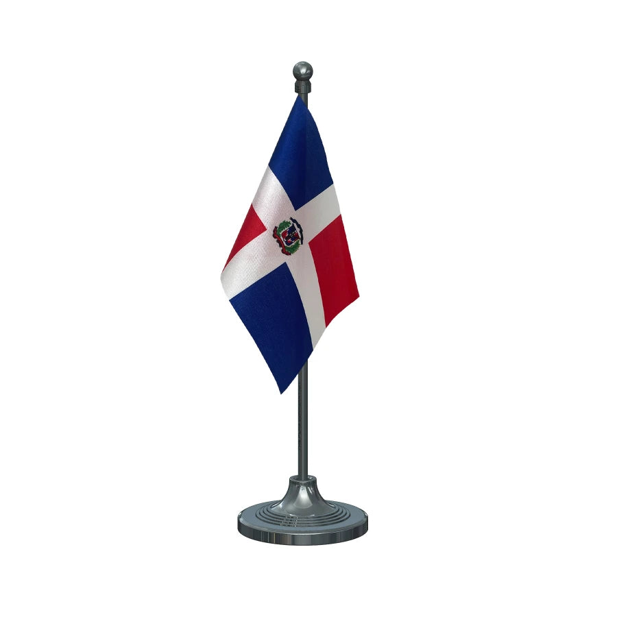 Dominican Republic Table Flag of 4in x 6in With A Heavy Plastic Base