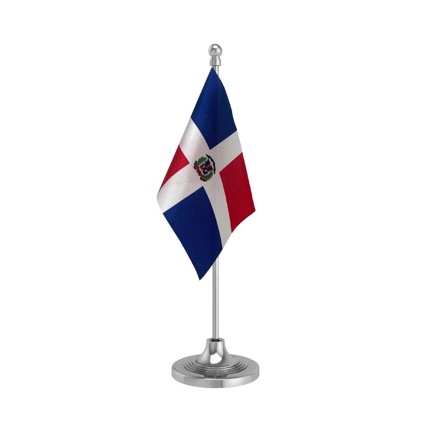 Dominican Republic Table Flag of 4in x 6in With A Heavy Plastic Base