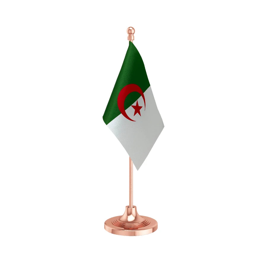 Algeria Table Flag of 4in x 6in With A Heavy Plastic Base