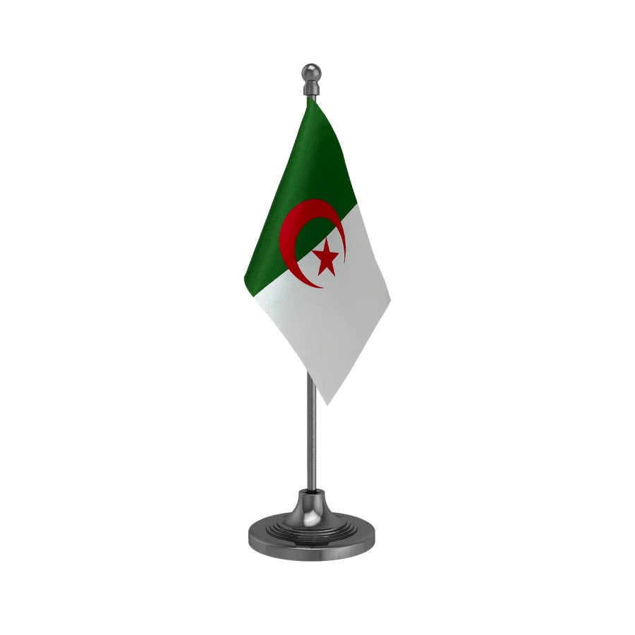 Algeria Table Flag of 4in x 6in With A Heavy Plastic Base
