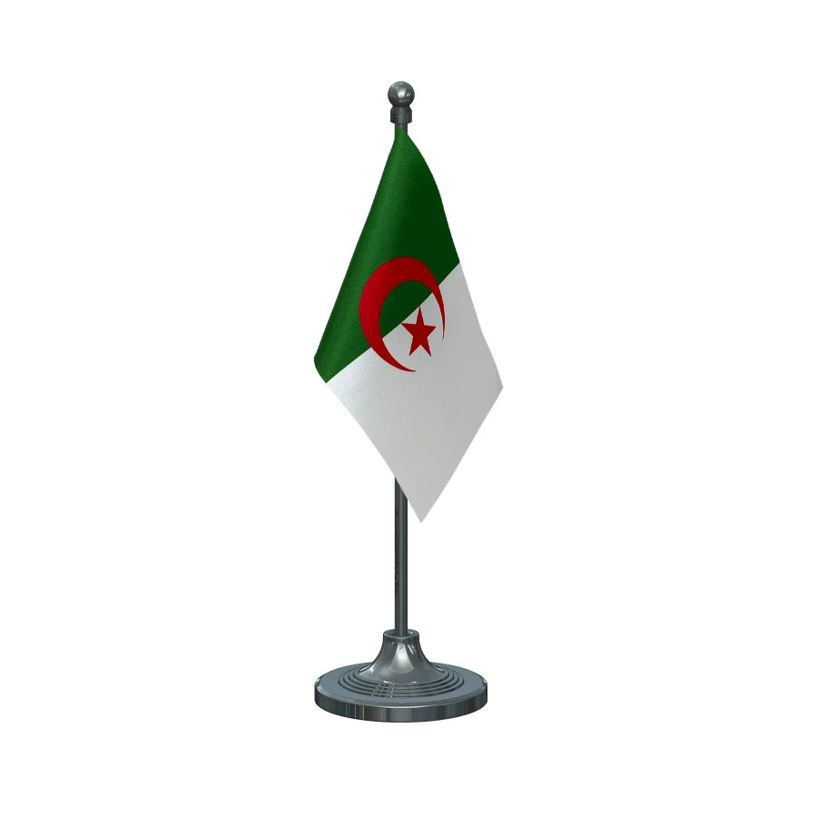 Algeria Table Flag of 4in x 6in With A Heavy Plastic Base