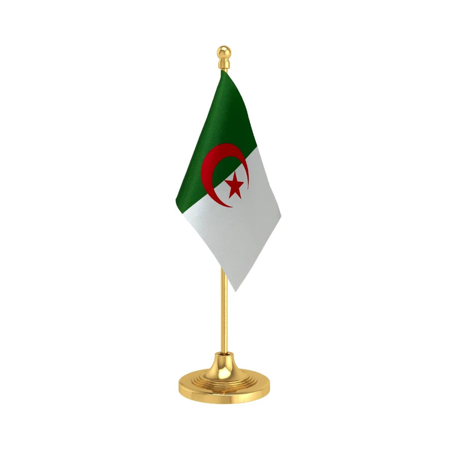 Algeria Table Flag of 4in x 6in With A Heavy Plastic Base