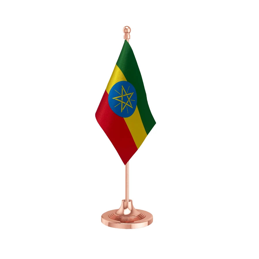 Ethiopia Table Flag of 4in x 6in With A Heavy Plastic Base