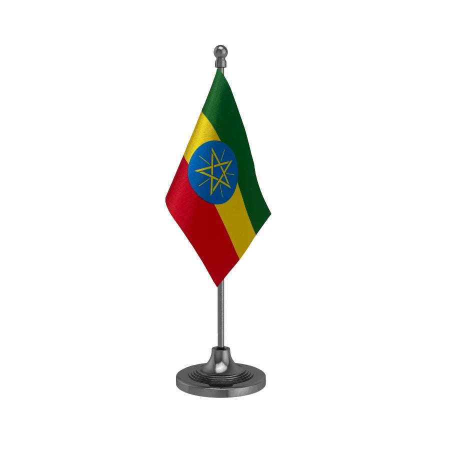 Ethiopia Table Flag of 4in x 6in With A Heavy Plastic Base