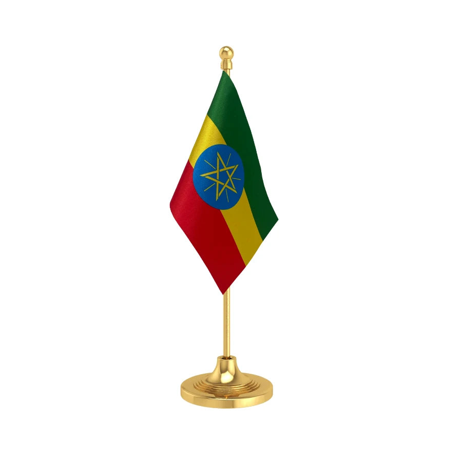 Ethiopia Table Flag of 4in x 6in With A Heavy Plastic Base