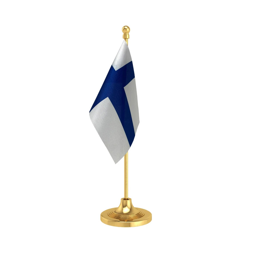 Finland Table Flag of 4in x 6in With A Heavy Plastic Base