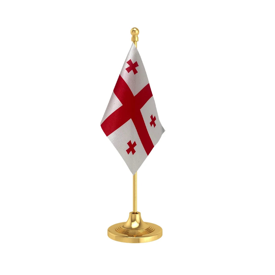 Georgia Desk Table Flag of 4in x 6in With A Heavy Plastic Base