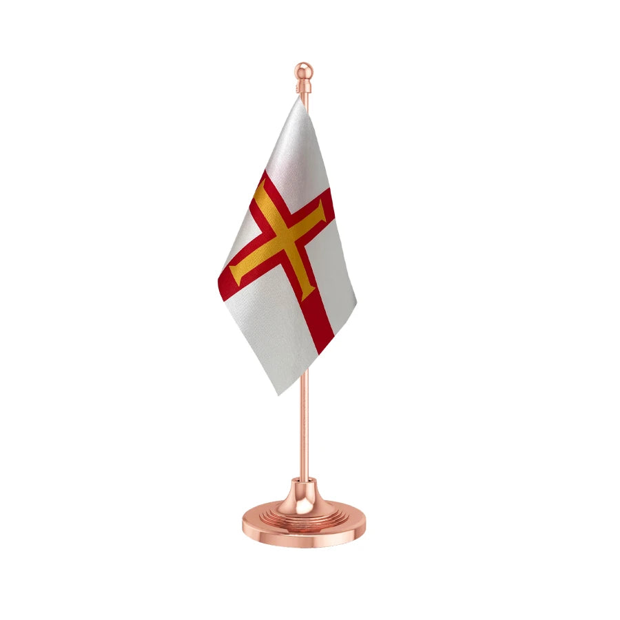 Guernsey Table Flag of 4in x 6in With A Heavy Plastic Base