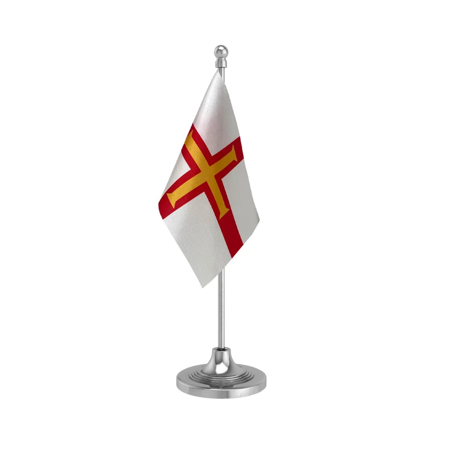 Guernsey Table Flag of 4in x 6in With A Heavy Plastic Base