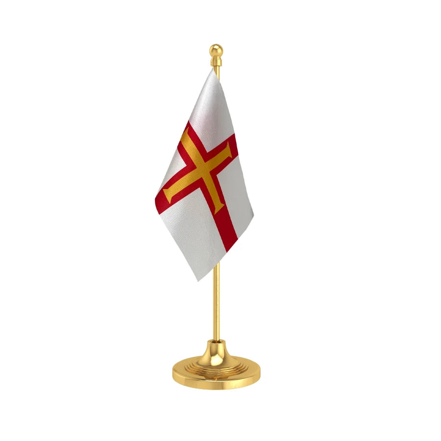 Guernsey Table Flag of 4in x 6in With A Heavy Plastic Base
