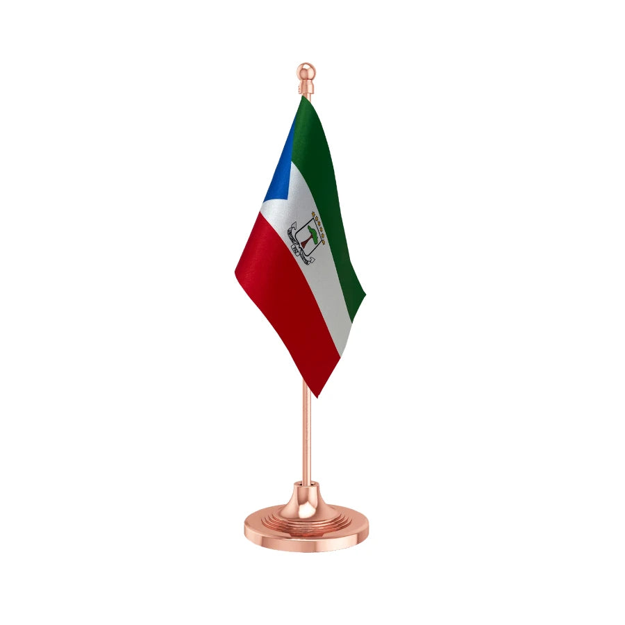 Equatorial Guinea Table Flag of 4in x 6in With A Heavy Plastic Base