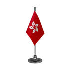 Hong Kong Table Flag of 4in x 6in With A Heavy Plastic Base
