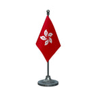 Hong Kong Table Flag of 4in x 6in With A Heavy Plastic Base
