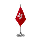 Hong Kong Table Flag of 4in x 6in With A Heavy Plastic Base