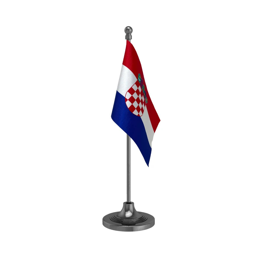 Croatia Table Flag of 4in x 6in With A Heavy Plastic Base