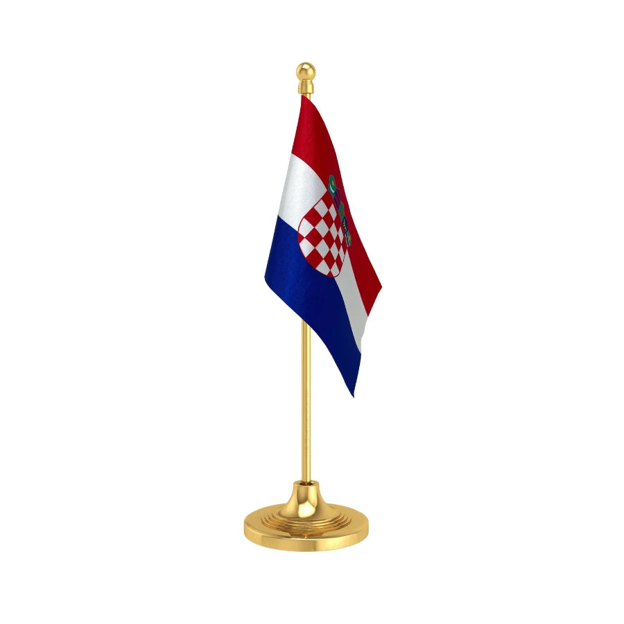 Croatia Table Flag of 4in x 6in With A Heavy Plastic Base