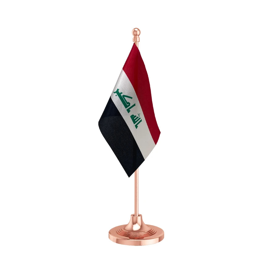 Iraq Table Flag of 4in x 6in With A Heavy Plastic Base