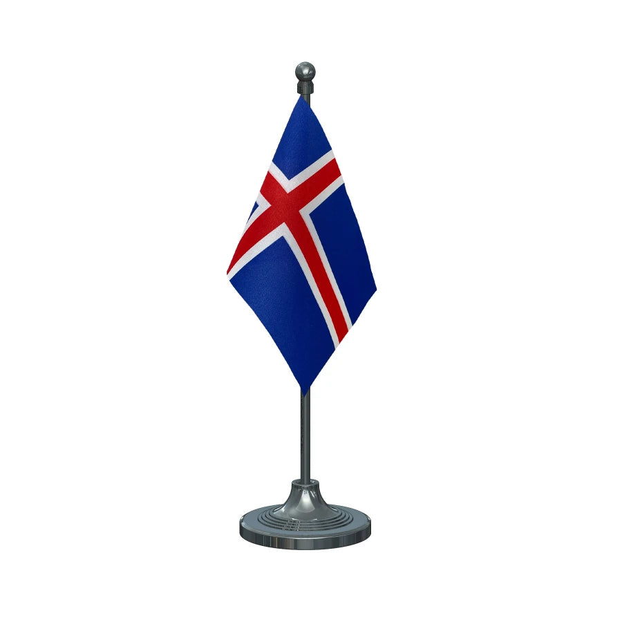 Iceland Table Flag of 4in x 6in With A Heavy Plastic Base