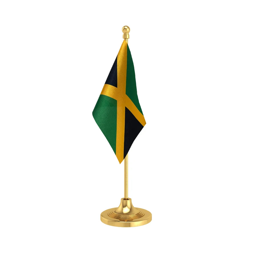 Jamaica Table Flag of 4in x 6in With A Heavy Plastic Base