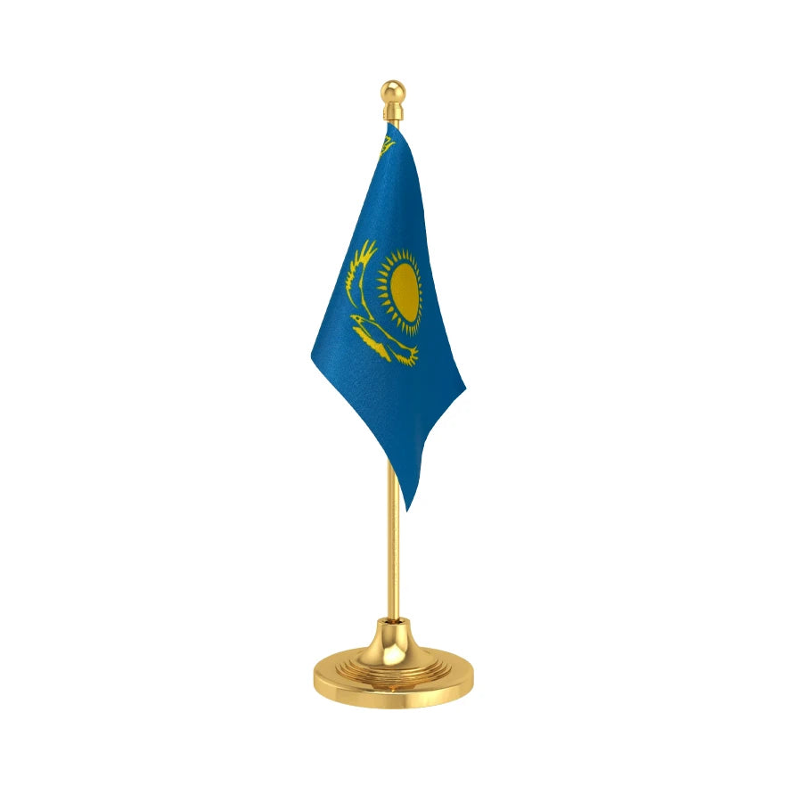 Kazakhstan Table Flag of 4in x 6in With A Heavy Plastic Base