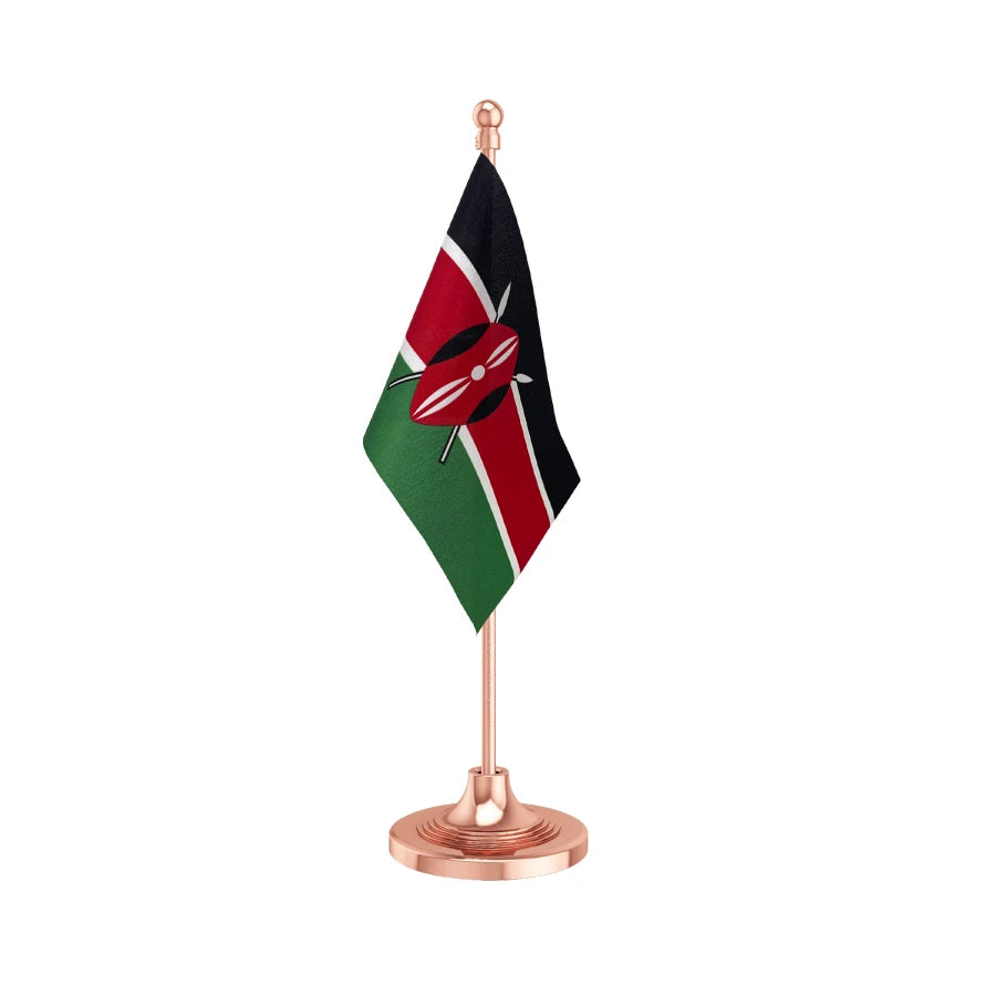 Kenya Table Flag of 4in x 6in With A Heavy Plastic Base