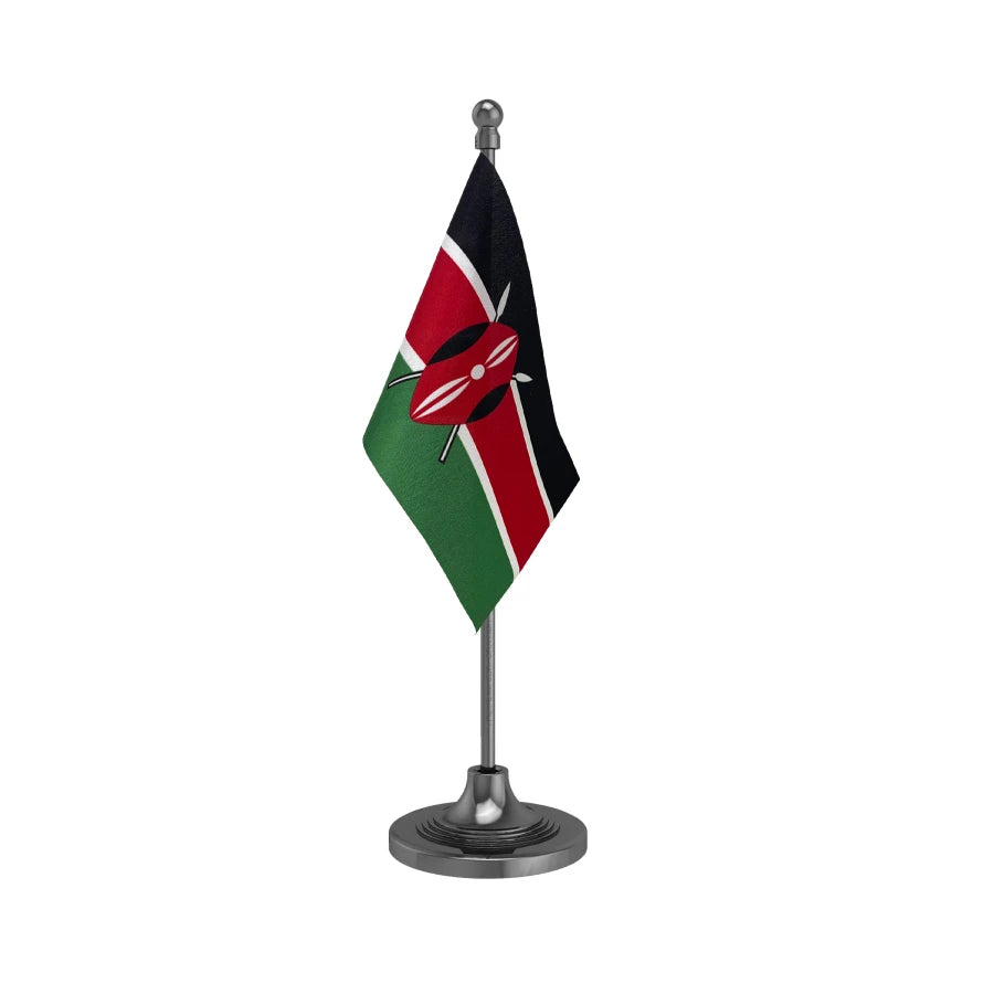 Kenya Table Flag of 4in x 6in With A Heavy Plastic Base