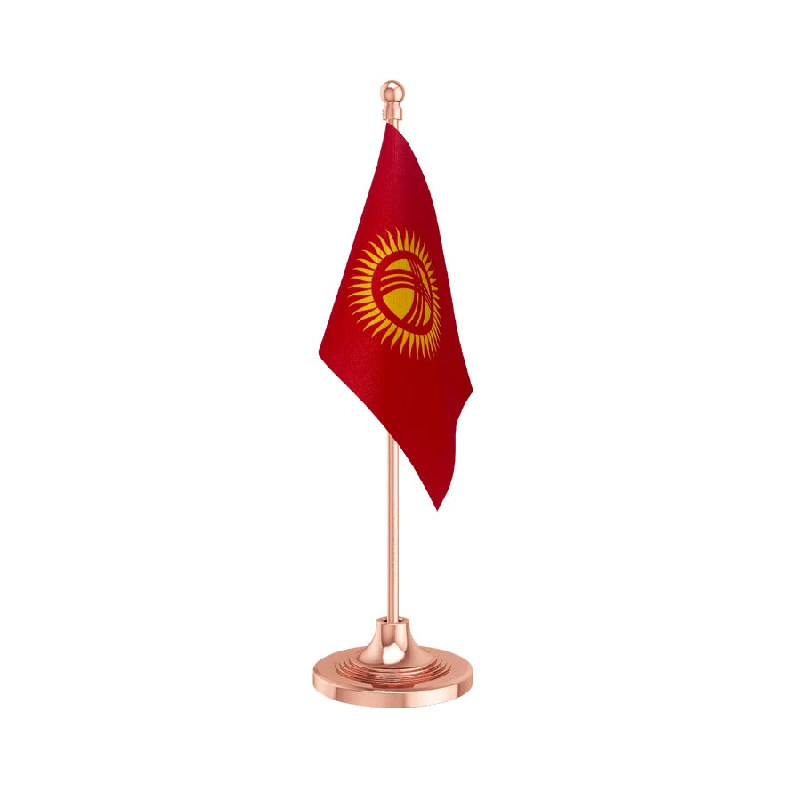 Kyrgyzstan Table Flag of 4in x 6in With A Heavy Plastic Base