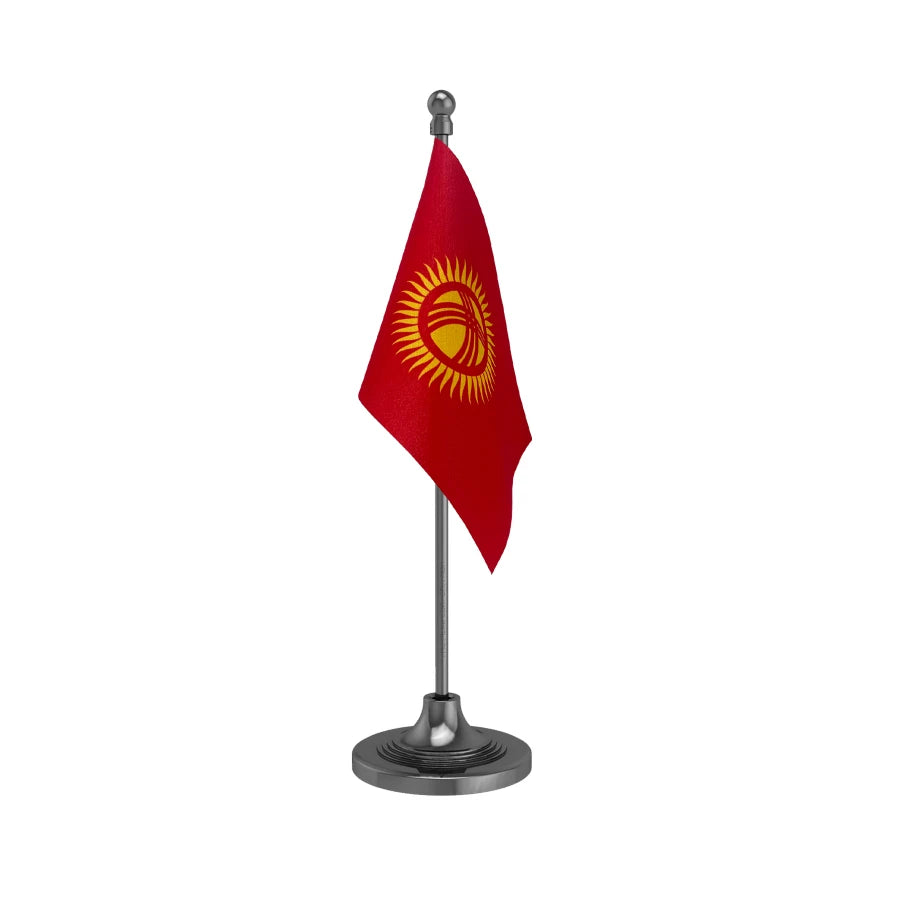 Kyrgyzstan Table Flag of 4in x 6in With A Heavy Plastic Base