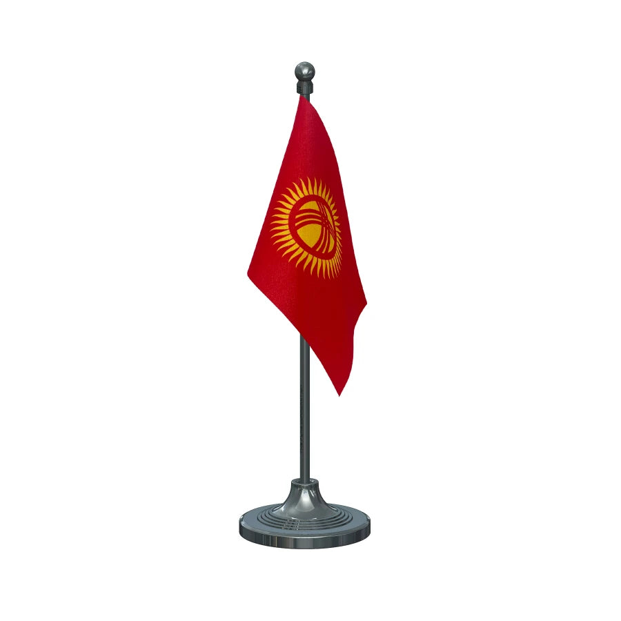 Kyrgyzstan Table Flag of 4in x 6in With A Heavy Plastic Base