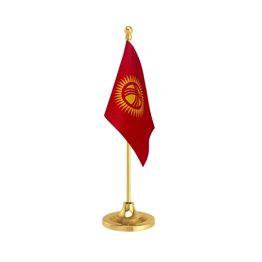 Kyrgyzstan Table Flag of 4in x 6in With A Heavy Plastic Base