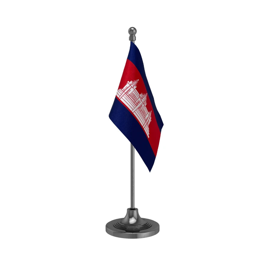 Cambodia Table Flag of 4in x 6in With A Heavy Plastic Base