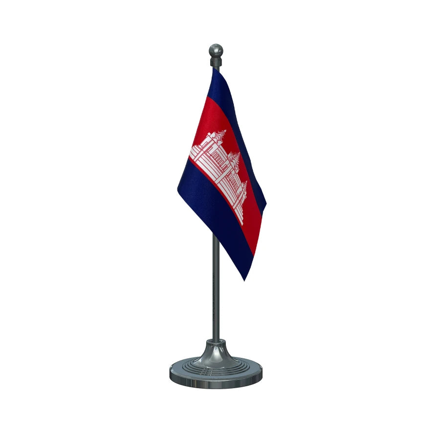 Cambodia Table Flag of 4in x 6in With A Heavy Plastic Base