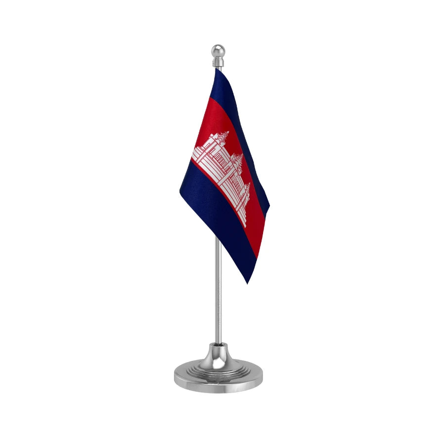 Cambodia Table Flag of 4in x 6in With A Heavy Plastic Base